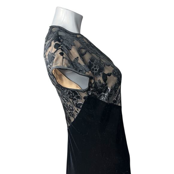 Jeffrey & Dara Black Dress Velvet Lace Cocktail 8 Gown Evening Party Glam Formal - Picture 7 of 8